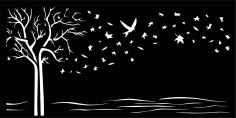 Tree Start Bird Wall Art Free Vector, Free Vectors File