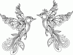 Ornament Birds Line Art Free Vector, Free Vectors File