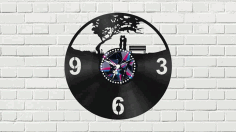 Laser Cut Vinyl Clock With Couple Free Vector, Free Vectors File