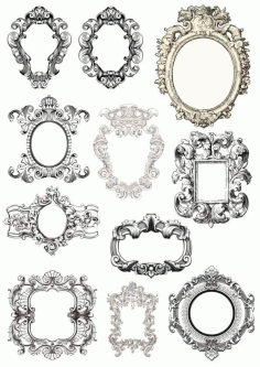 Baroque Mirror Frame Designs Free Vector, Free Vectors File