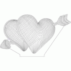 Laser Engrave Double Hearts 3D illusion Lamp Free Vector, Free Vectors File