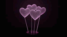 Laser Engraved Heart 3D illusion Lamp Free Vector, Free Vectors File