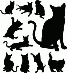 Cat Animals Collection Silhouette Pack of Free Vector, Free Vectors File