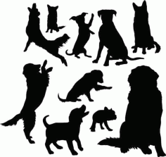 Dog Animals Collection Silhouette Pack of Free Vector, Free Vectors File