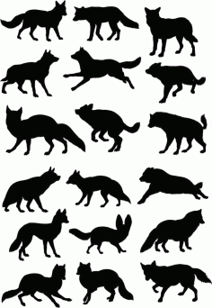 Fox Animals Collection Silhouette Pack of Free Vector, Free Vectors File