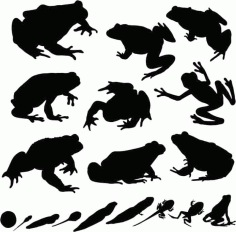 Frog Animals Collection Silhouette Pack Free Vector, Free Vectors File