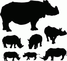 Hippopotamus Animals Collection Silhouette Pack of Free Vector, Free Vectors File