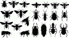 Insects Silhouette Pack of Free Vector, Free Vectors File