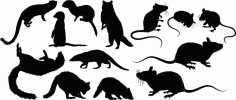 Mouse Animals Collection Silhouette Pack of Free Vector, Free Vectors File