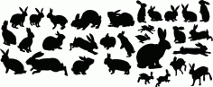 Rabbet Animals Collection Silhouette Pack of Free Vector, Free Vectors File