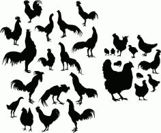 Rooster Silhouette Pack of Free Vector, Free Vectors File