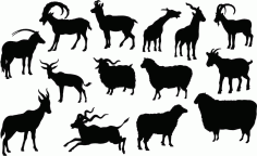 Sheeps Animals Collection Silhouette Pack of Free Vector, Free Vectors File