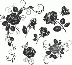 Flower Rose Wall Decal Sticker Silhouette Free Vector, Free Vectors File