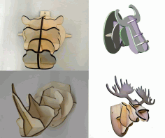 4 Animal Head 3D Puzzle 4mm Free Vector, Free Vectors File