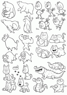 Cartoon Animals vectors Free Vector, Free Vectors File