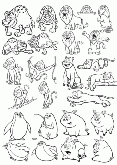 Cartoon Animals Art Free Vector, Free Vectors File