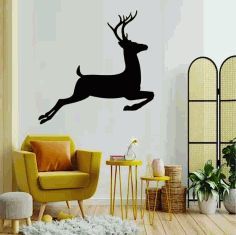 Laser Cutting Running Deer Stencil Wall Art Free Vector, Free Vectors File