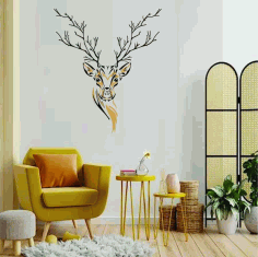 Laser Cut Deer Wall Art Sketch Free Vector, Free Vectors File