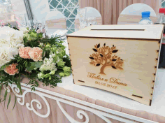 Wooden Wedding Boxes With Slot on Top Money Card Storage Free Vector, Free Vectors File