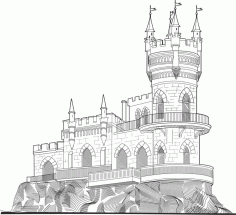 Castle Vector Line Drawing Vector Art Free Vector, Free Vectors File