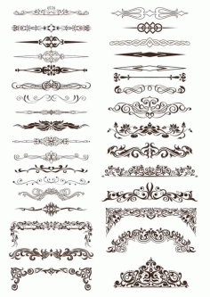 Ornate Vintage Borders and Rule Lines Free Vector, Free Vectors File