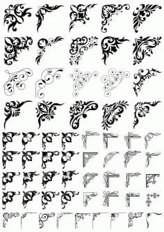 Floral swirl corner vector set Free Vector, Free Vectors File