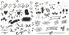 Hand Drawn Decor Set Free Vector, Free Vectors File