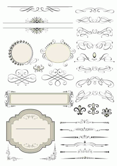 Vintage Set Decor Elements Free Vector, Free Vectors File