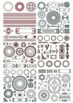 Doodles Border Decor Elements Free Vector, Free Vectors File