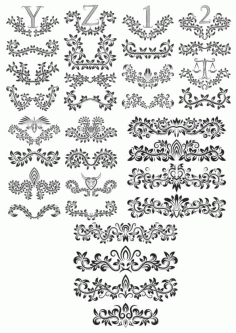 Floral Alphabet Decor Elements Free Vector, Free Vectors File