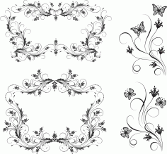 Floral Borders Set Free Vector, Free Vectors File