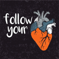 Follow Your Heart Print Free Vector, Free Vectors File