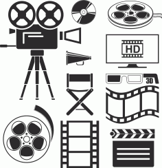 Movie Icons Set Free Vector, Free Vectors File