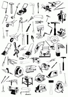 Tools Icons Set Sketch Vector Art Free Vector, Free Vectors File