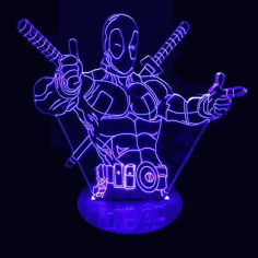 Cool Deadpool 3D illusion table lamp Free Vector, Free Vectors File