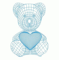 Teddy bear with heart 3d illusion lamp plan Free Vector, Free Vectors File