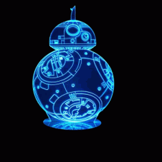 3D Hologram BB8 Robot LED Lamp Free Vector, Free Vectors File