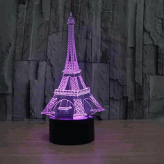 Eiffel Tower Decor 3D LED Night Light Free Vector, Free Vectors File