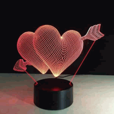 Heart 3D LED Night Light Free Vector, Free Vectors File