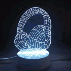 Headphones 3D LED Night Light Free Vector, Free Vectors File