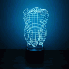 Tooth 3D LED Night Light Free Vector, Free Vectors File