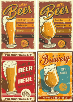 Retro Beer Posters Free Vector, Free Vectors File