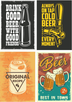 Retro Posters Beer Free Vector, Free Vectors File