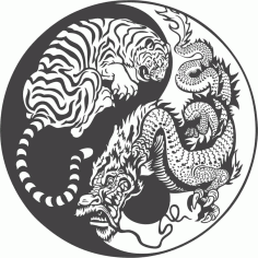 Tiger Dragon Yin Yang Art Free Vector, Free Vectors File