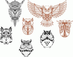 Owl Designs Collection Art Free Vector, Free Vectors File