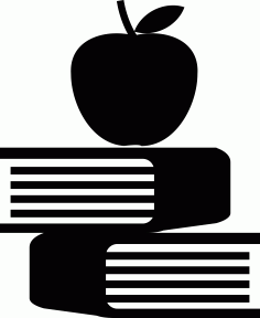 Apple And Books Simple Line Art Svg Vector, Free Vectors File