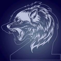 Angry Wolf Illusion Laser Cut Lamp Free Vector, Free Vectors File