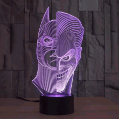 Batman Joker Half Face Illusion Lamp Free Vector, Free Vectors File