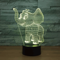 Baby Elephant Acrylic Lamp Laser Engraved Free DXF File, Free Vectors File