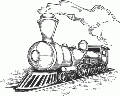 Retro Locomotive Stencil Free Vector, Free Vectors File